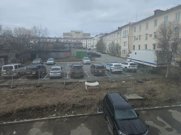 Mixed vehicles including armored unit spotted in Magadan parking lot