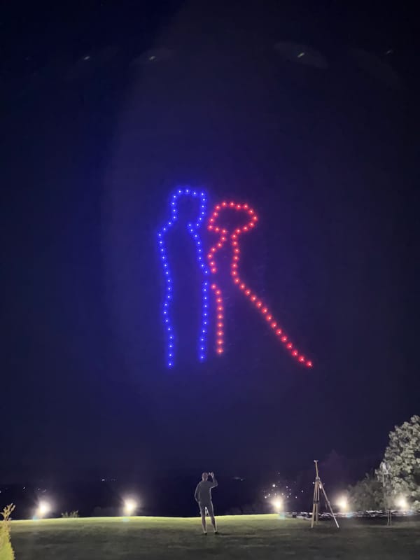 Drone Light Show Creates Shapes, Text Over Baliovtsi Bulgaria