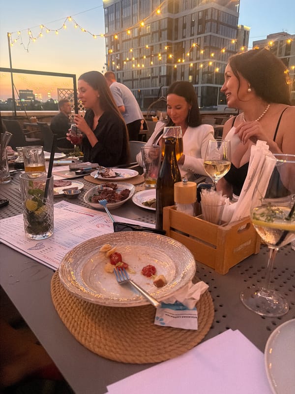 Rooftop dining and sunset views over the Ob River, Novosibirsk