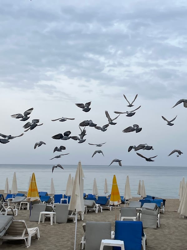 Early morning beach scenes documented in Alanya, Turkey