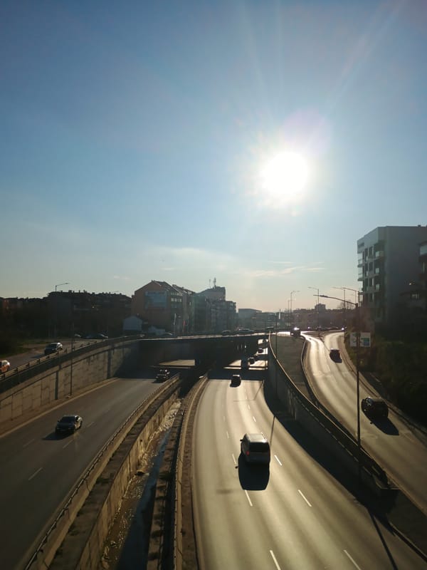 Traffic flows on sunny Varna highway, Bulgaria