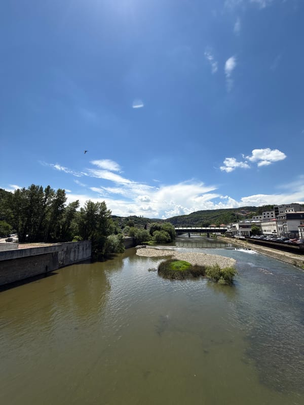 Street and river scenes along Lovech's Osam waterfront