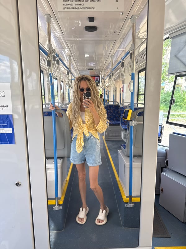 Morning commuters ride public transport in Rusanovo, Russia