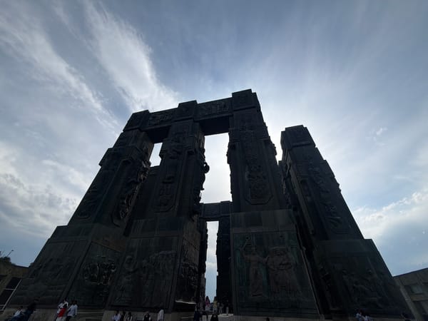 Tourist documents Tbilisi landmarks and waterfront activities
