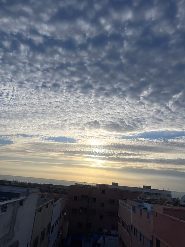 Evening clouds observed over Safi, Morocco from rooftop