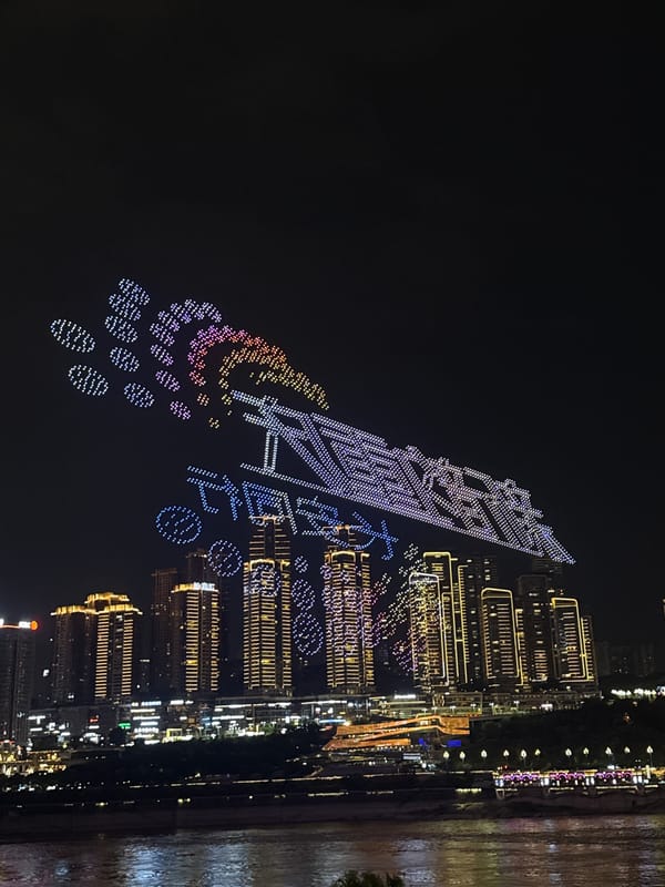 Drone light show over Chongqing's Yuzhong District draws riverbank crowds