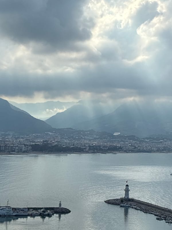 Morning views from Alanya Castle over the Mediterranean coast