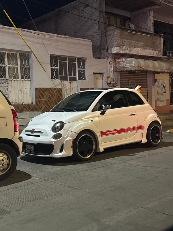 Modified Abarth sports car spotted on Atlixco street