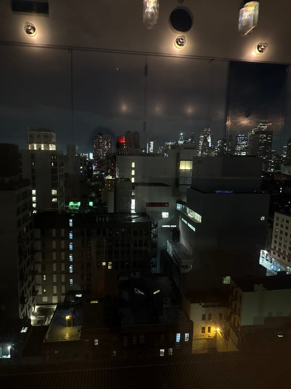 Late-night city drinks with skyline views