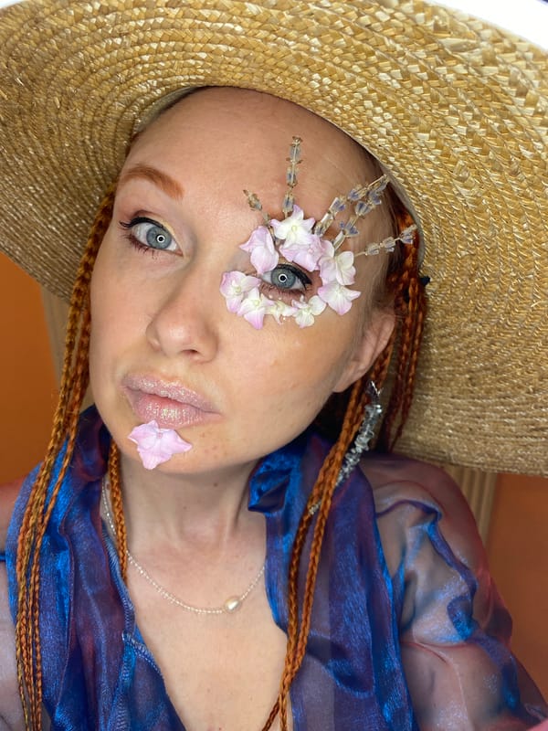 Floral face art and festival style, Sochi summer morning