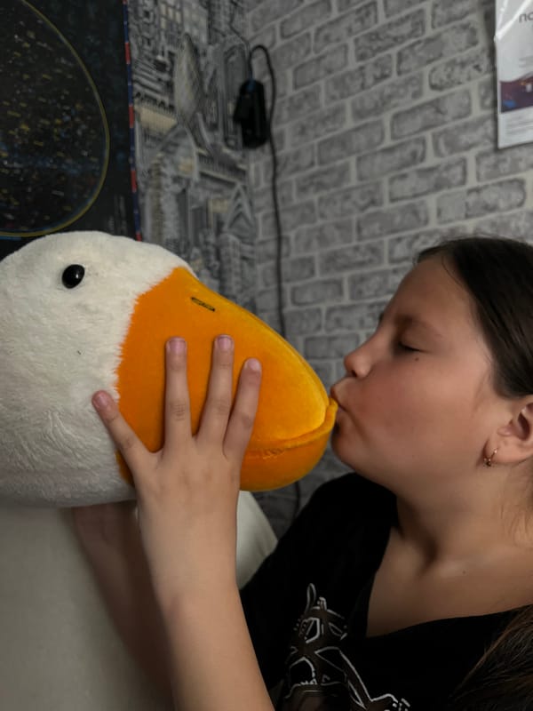 Children play with stuffed animals in Novopokrovskaya home