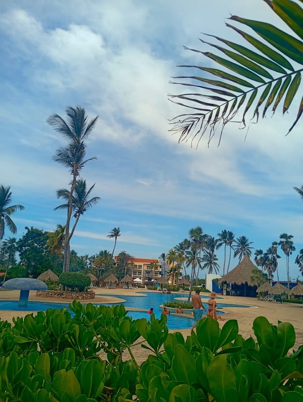 Resort pool scenes captured at Playa El Agua, Venezuela