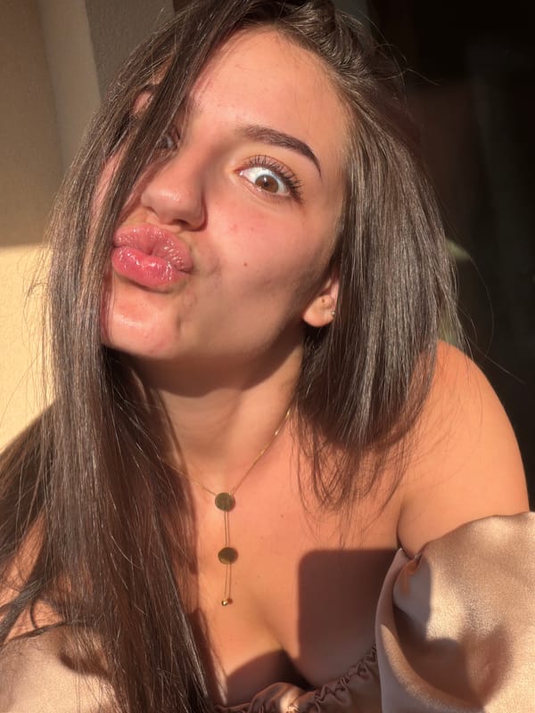 Sunlit selfie series in Burgas, satin top and dark hair