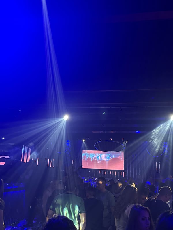 Concert event with stage lights, crowds in Gotse Delchev