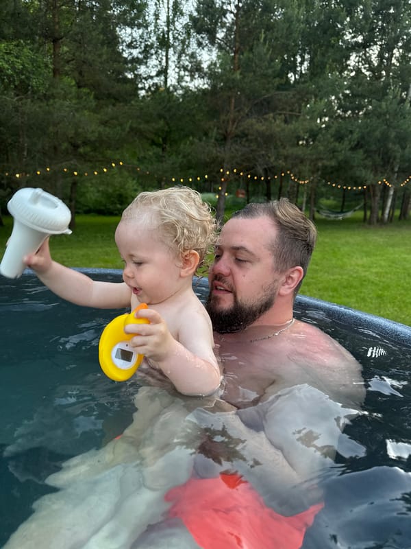 Family enjoys pool, grilling at Russian countryside home