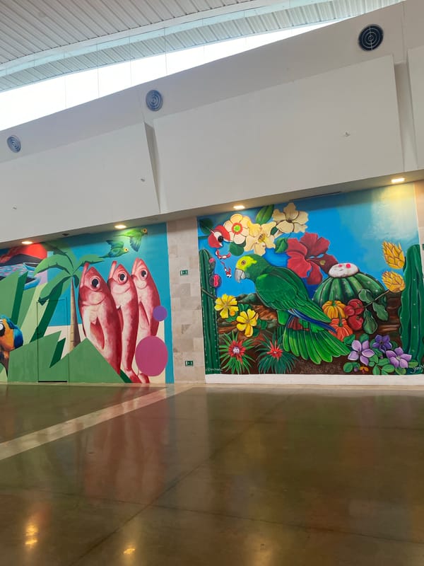 Tropical mural documented inside Pampatar building