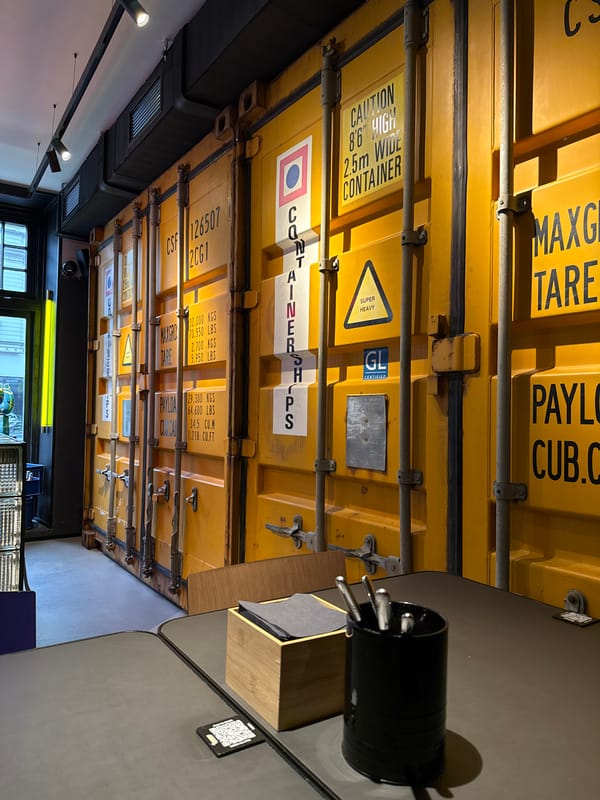 Modern Riga cafe features shipping container ceiling, basketball wall displays