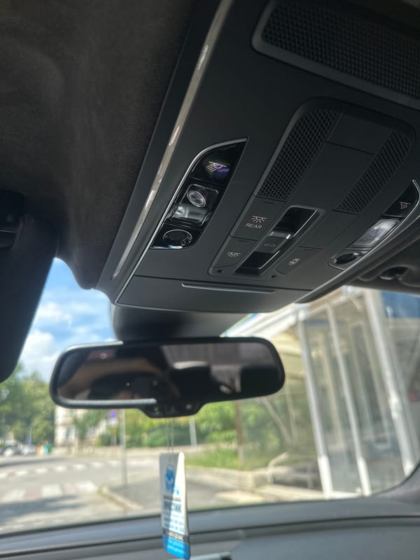 Parked Audi interior and street glimpses, Ruse, Bulgaria