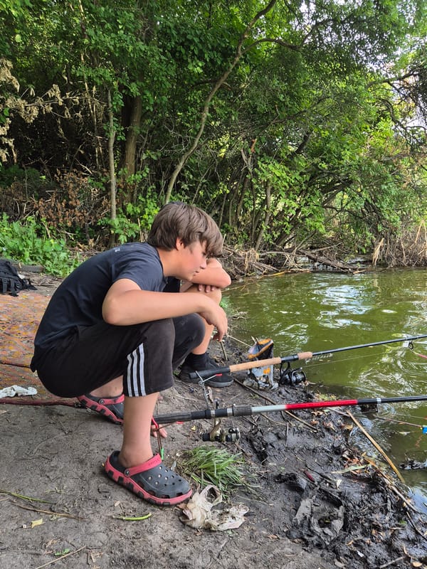Fishing session on the Sozonivka River, summer afternoon