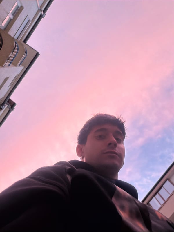 Young person photographed against dramatic twilight sky in Blagoevgrad