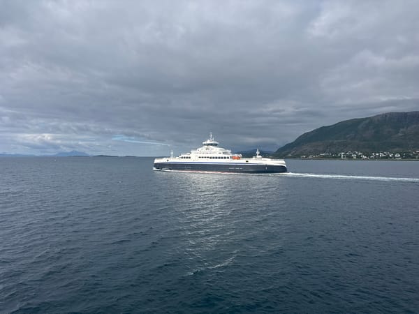 Ferry crossing the fjord near Lødingen, Norway