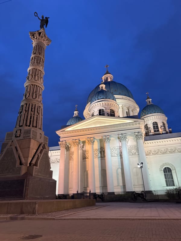 Kazan Cathedral photographed at twilight in Saint Petersburg