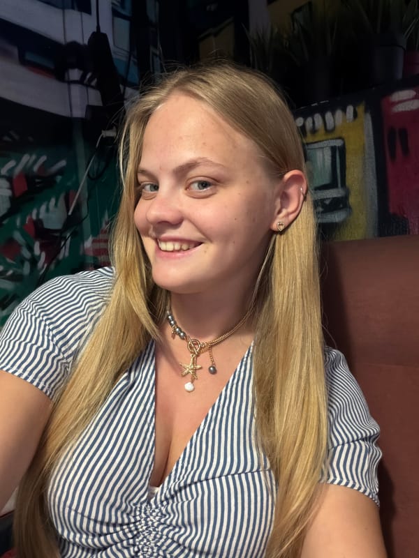 Smiling blonde woman photographed in Izhevsk, Russia