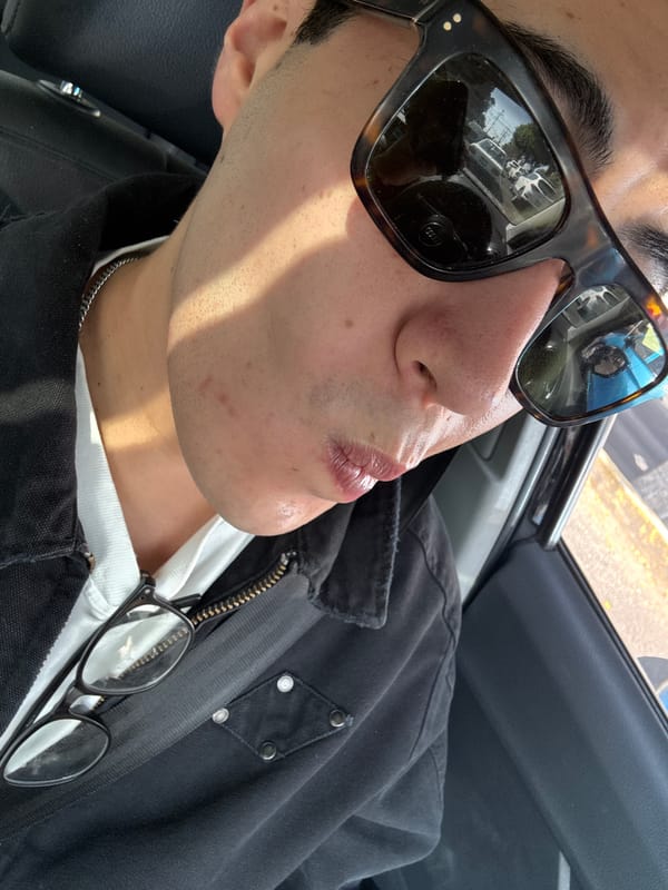 Person in tortoiseshell sunglasses photographed inside vehicle in Puebla