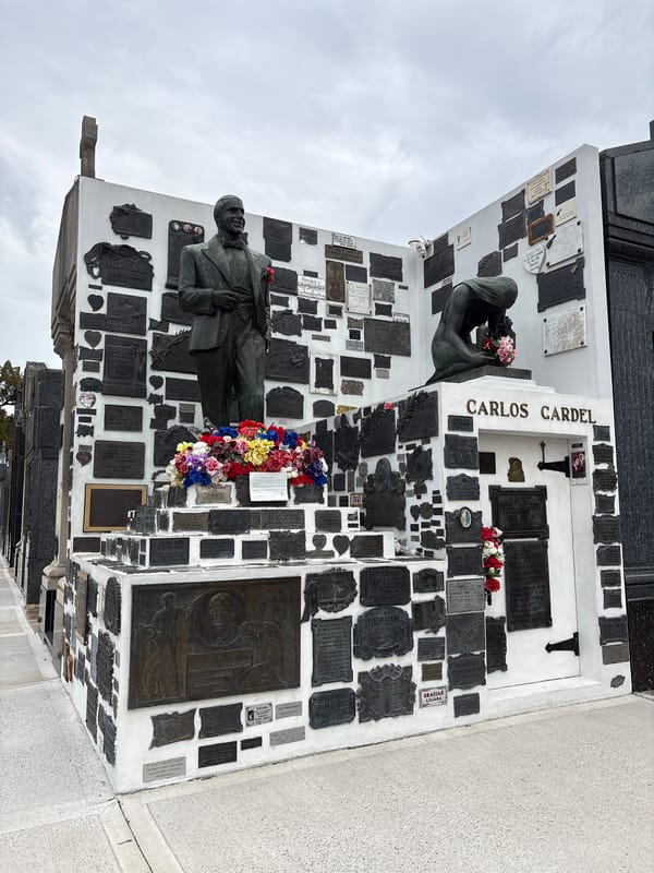 Young woman visits historic tombs at Recoleta Cemetery