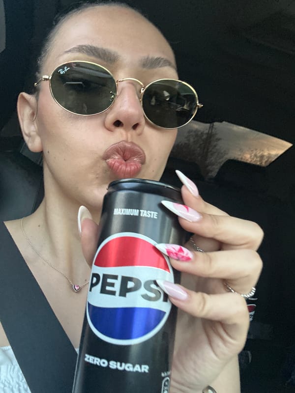 Person enjoys Pepsi Zero in Bulgarian town