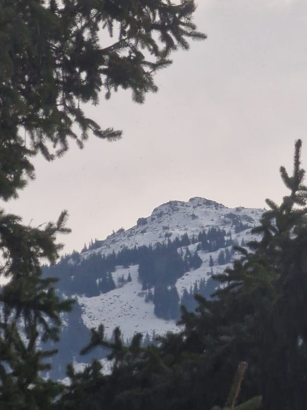 Snow-covered Vitosha Mountain viewed from Sofia, Bulgaria