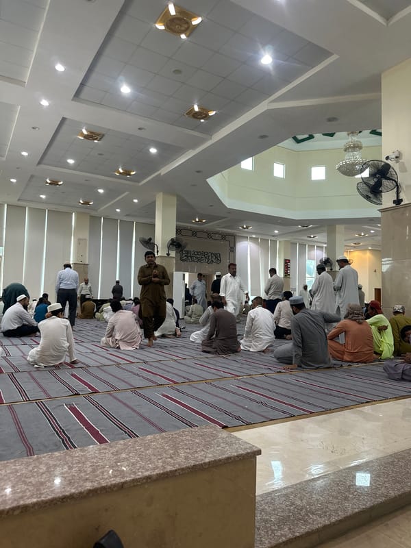Congregational prayer underway inside a mosque