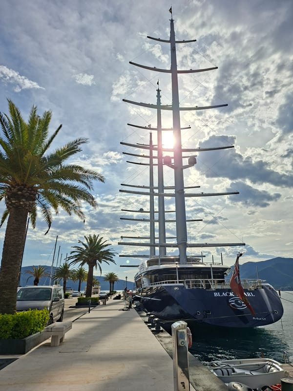 Sailing yacht 'Black Pearl' docked in Tivat, Montenegro marina