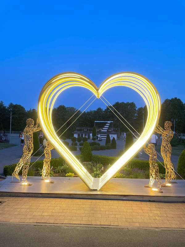 Summer evening in Brest: light sculptures, lily pads, and a full moon