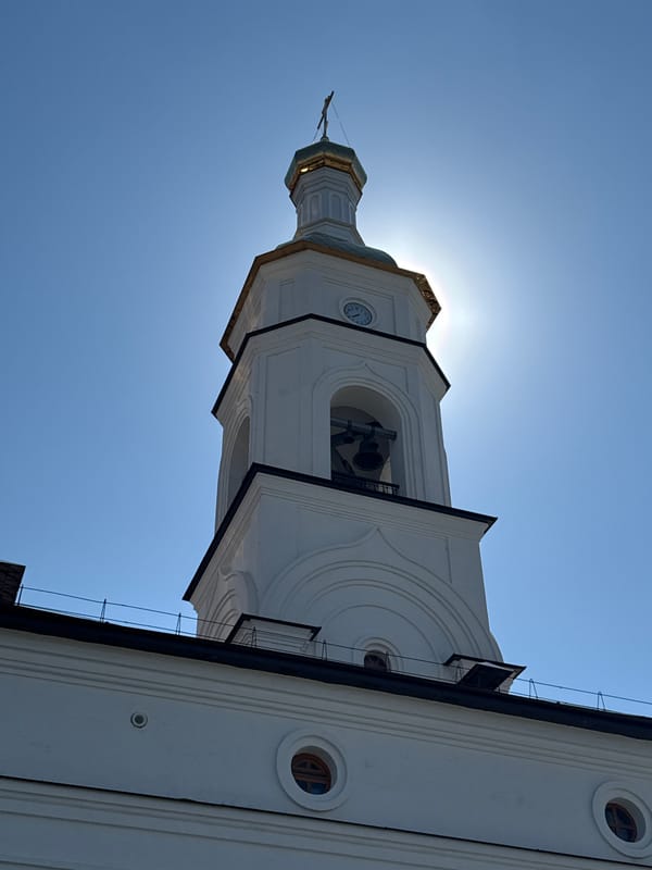 Tourist captures historic Tobolsk landmarks and street scenes