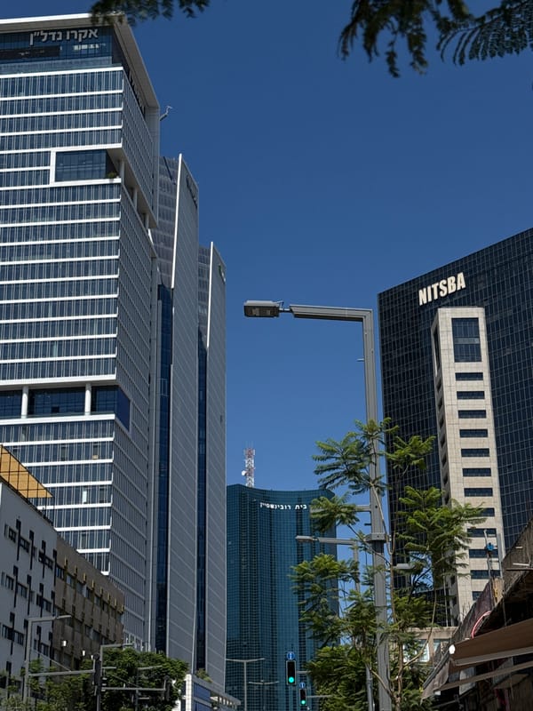 Tel Aviv's modern skyline on a clear summer morning