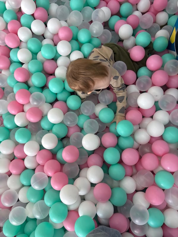 Toddler plays at indoor playground in Perm, Russia