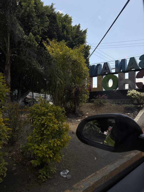 Driver photographs San Andrés Cholula municipal sign from car