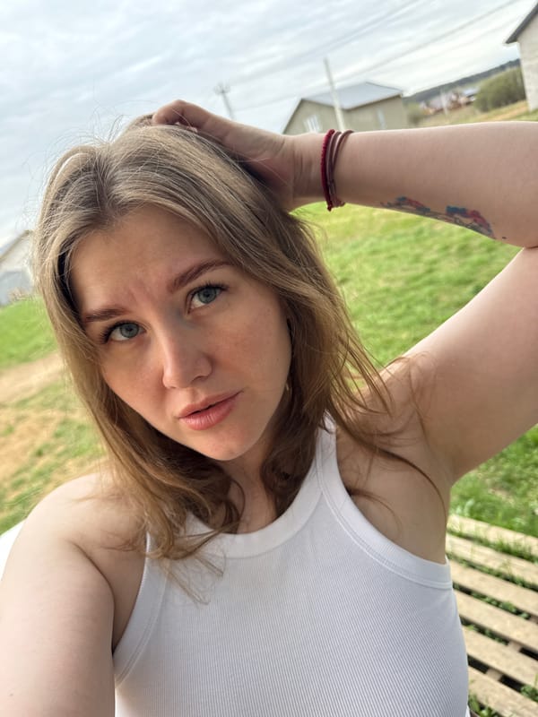 Woman takes early morning selfies in rural Russia