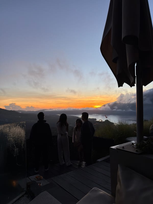 Sunset observed from elevated vantage point in Kintamani, Indonesia