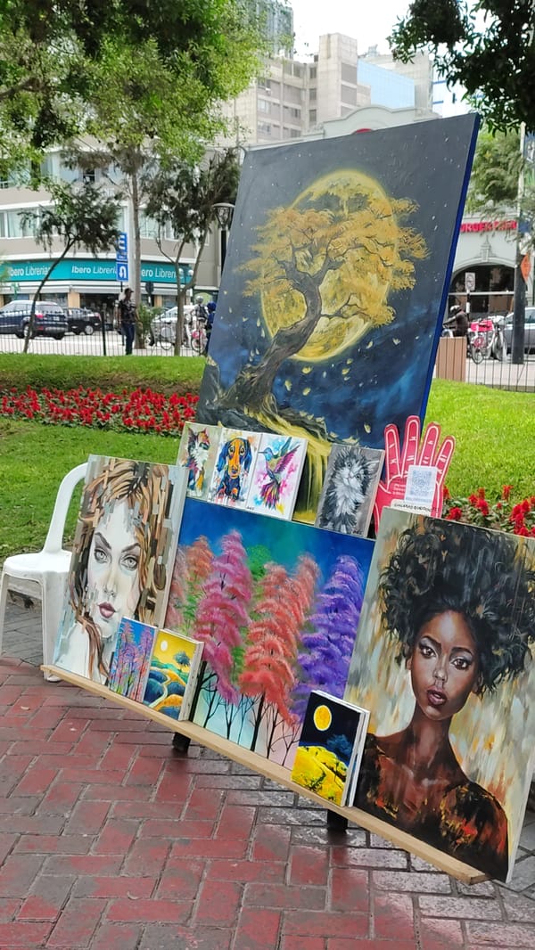 Street art display draws viewers in Miraflores, Peru