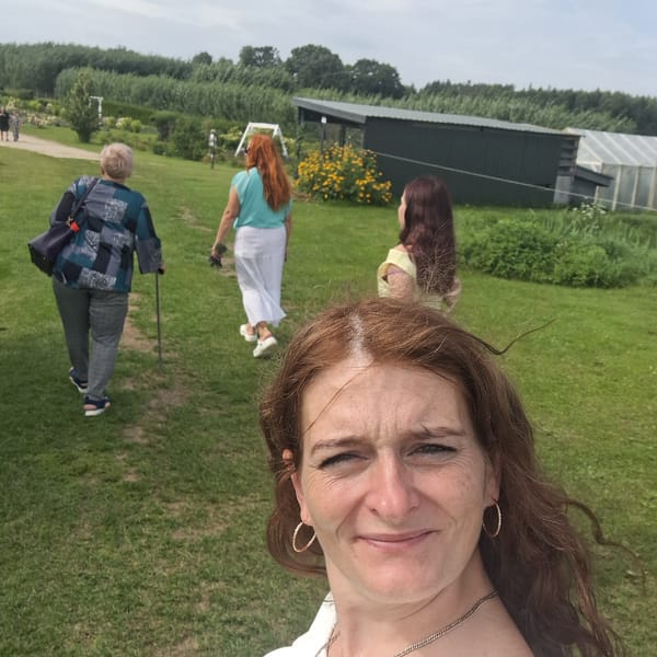 Afternoon stroll through a blooming garden in Flokši, Latvia