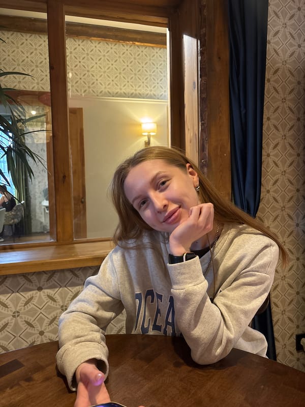 Woman dines at cafe in Perm, Russia