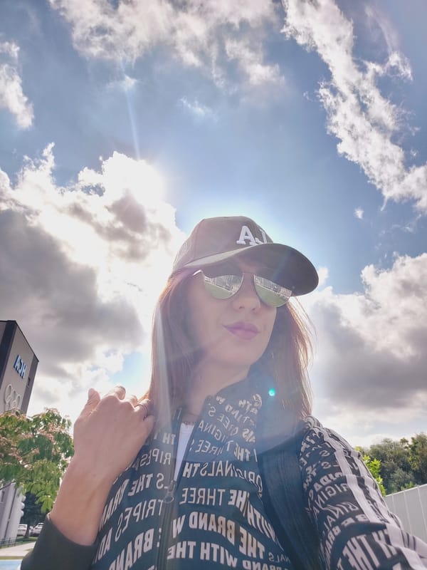 Morning selfies in Sofia, caps and mirrored shades.