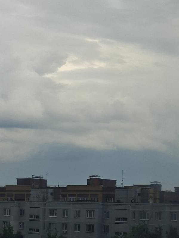 Rooftop views over Kazan's concrete apartment blocks on a grey day