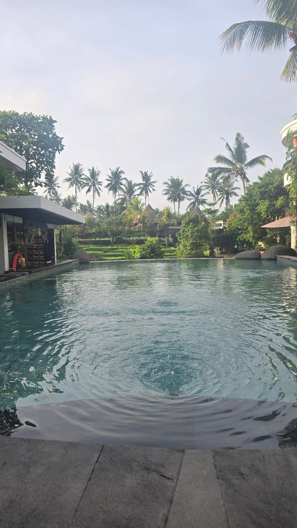Evening resort documentation captured across Ubud District property