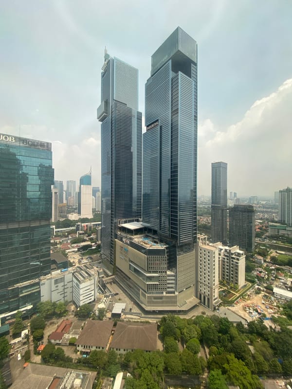 Aerial view captures Central Jakarta skyline with PARKROYAL building