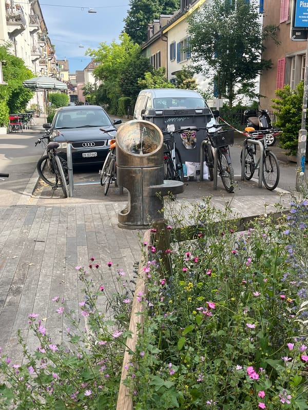 Person holds lavender sprigs on Zurich street