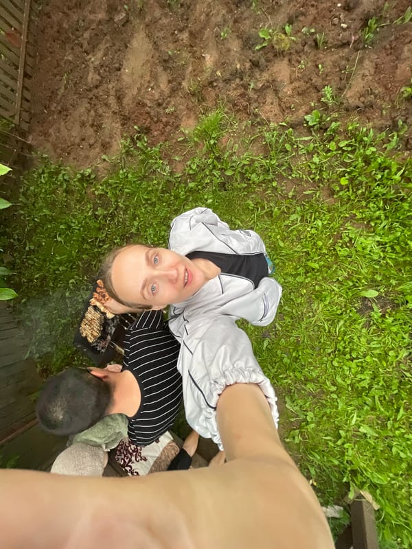 Backyard cookout and downtime in Sharkan, Russia