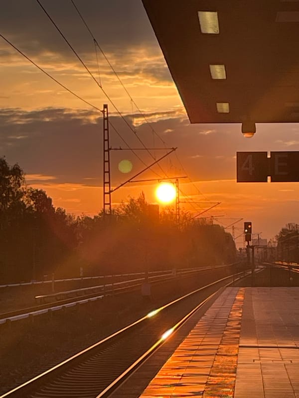 Berlin railway platform observed at sunrise